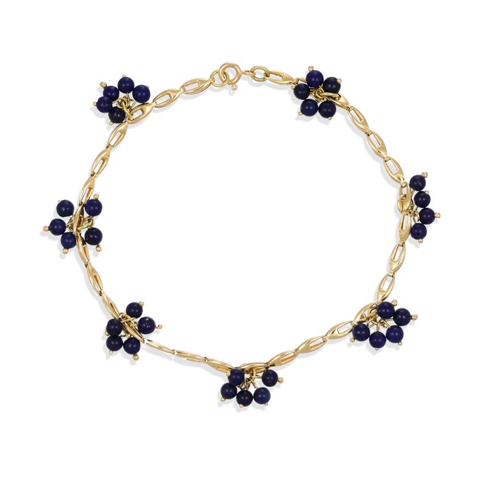 Armbånd - 18 kraat Gulguld -  5.44ct. tw. Lapis lazuli