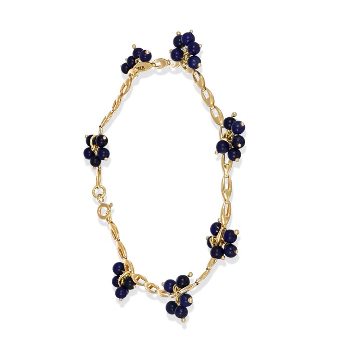 Armbånd - 18 kraat Gulguld -  5.44ct. tw. Lapis lazuli