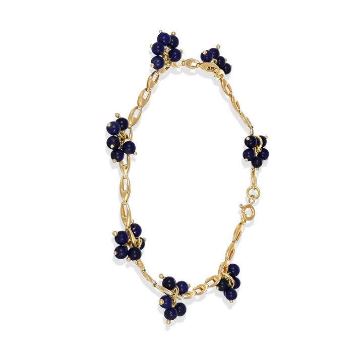 Armbånd - 18 kraat Gulguld -  5.44ct. tw. Lapis lazuli