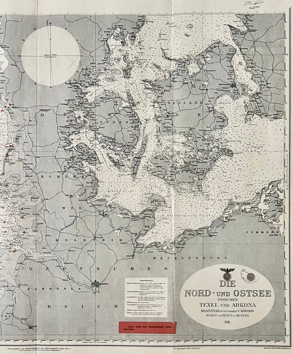 Holland, Tyskland, Danmark, Sverige - Nordsøen, Østersøen, Holland, Tyskland, Danmark, Sverige; Oberkommando der Kriegsmarine - Nordsee und Ostsee - zwischen Texel und Arkona - Südblatt - Nr. 102 - 1911 - 1940