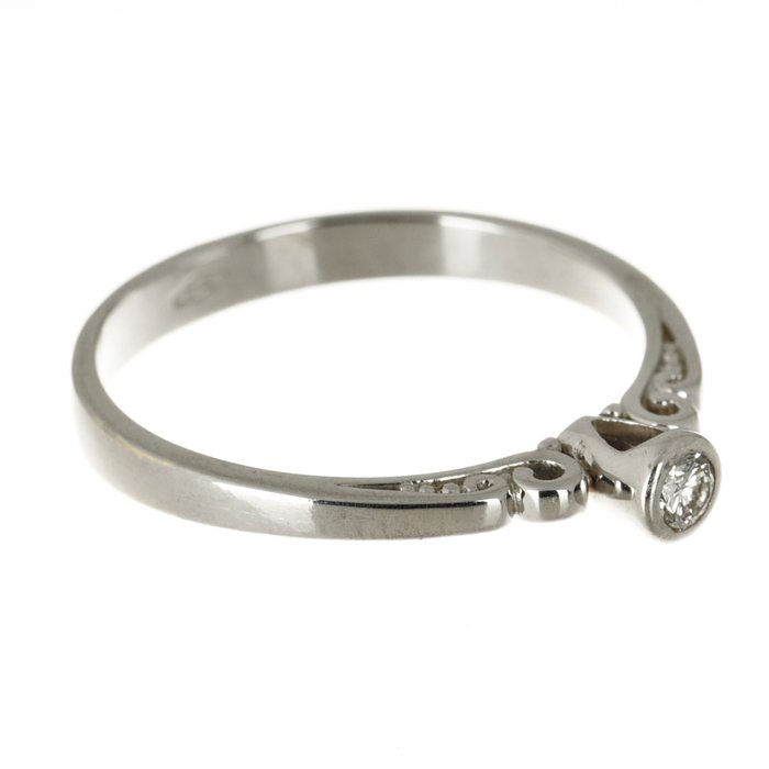 Ring - 18 kraat Hvidguld Diamant (Natur)