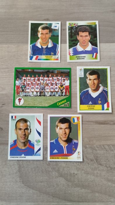 Panini - Zinedine Zidane - Foot 91 + Euro 96/00 + World Cup 98/02/06 - 6 Loose stickers