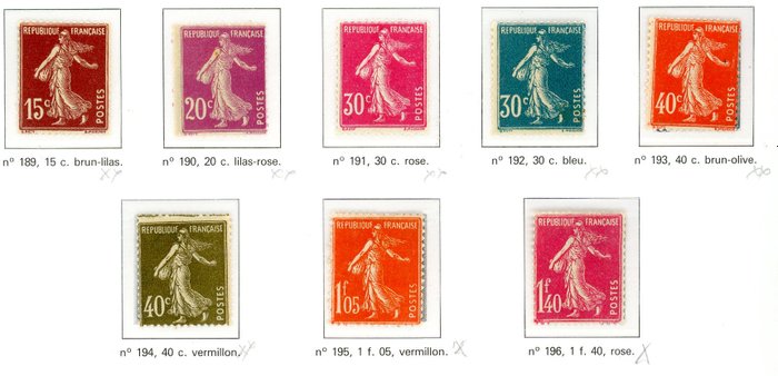 Frankrig 1923 - parti 9 Jeg sælger min samling fra Frankrig: mellem nr. 183 og 240 inklusive 207-208, 216 stærk kyst