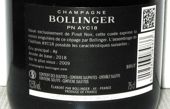 2018 Bollinger Bollinger "PN AYC 18" - Champagne Blanc de Noirs - 1 Flaske (075L)