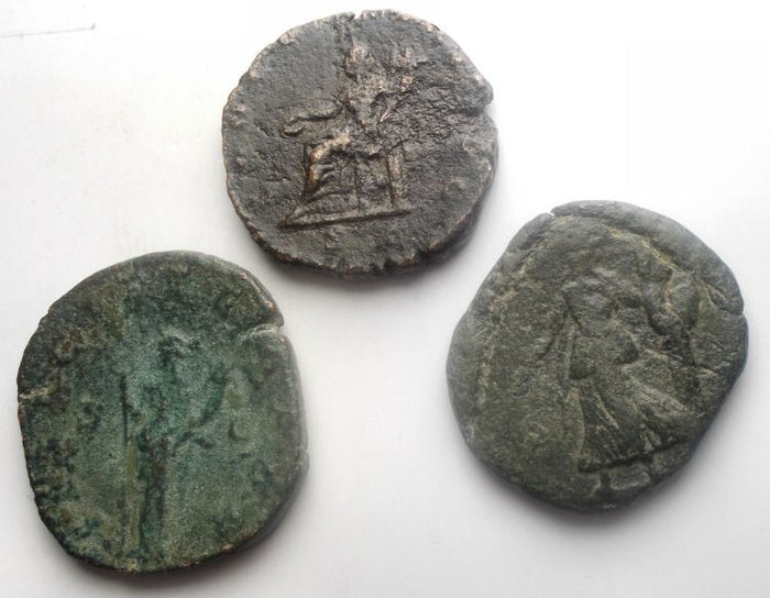 Romarriket. Lot of 3 Æ Sestertii Marcus Aurelius, Gordian III, Volusian  (Ingen mindstepris)