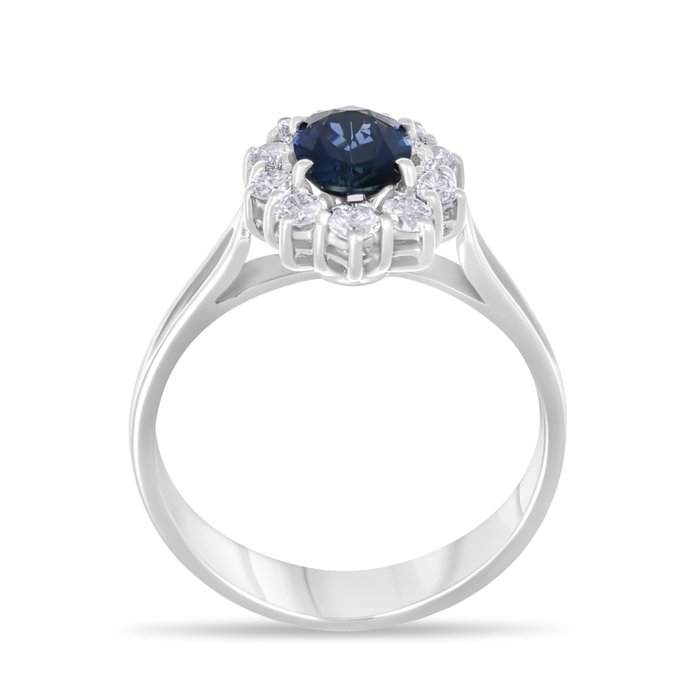 Ring - 18 kraat Hvidguld Diamant (Natur)  - Safir