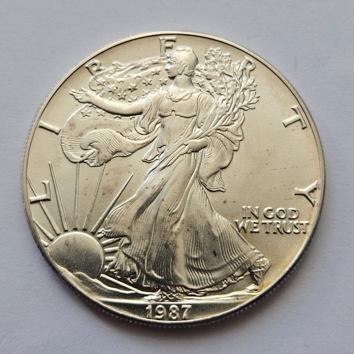 Förenta staterna. 1 Dollar 1987 American eagle, 1 Oz (.999)  (Ingen mindstepris)