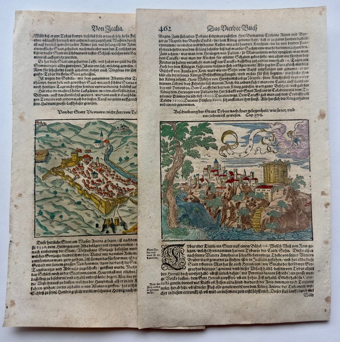 Italien - Vicovaro Tivoli; Sebastian Münster - Von der Statt Vicovaro/ nicht fern von Tybur gelegen; Bescheibung der Statt Tybur nach ihrer - 1561-1580