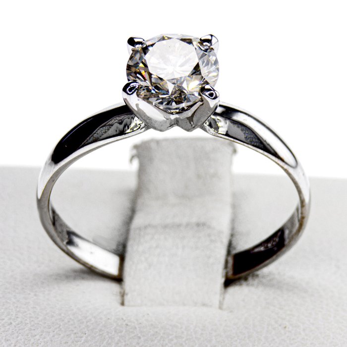 Ingen mindstepris - Forlovelsesring - 14 karat Hvidguld -  1.01ct. tw. Diamant (Naturfarvet)