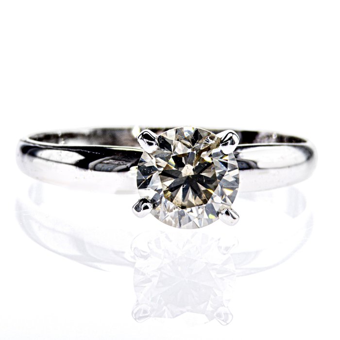 Ingen mindstepris - Forlovelsesring - 14 karat Hvidguld -  1.01ct. tw. Diamant (Naturfarvet)