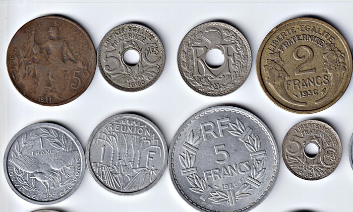 Frankrig. Mixed lot of 73 coins ND 1911-1999  (Ingen mindstepris)