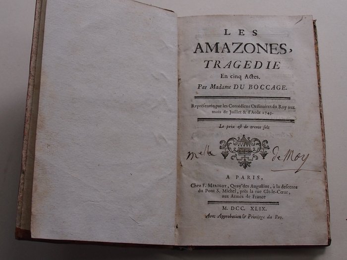 Anne Marie du Bocage - Les Amazones Tragédie en 5 actes - 1749