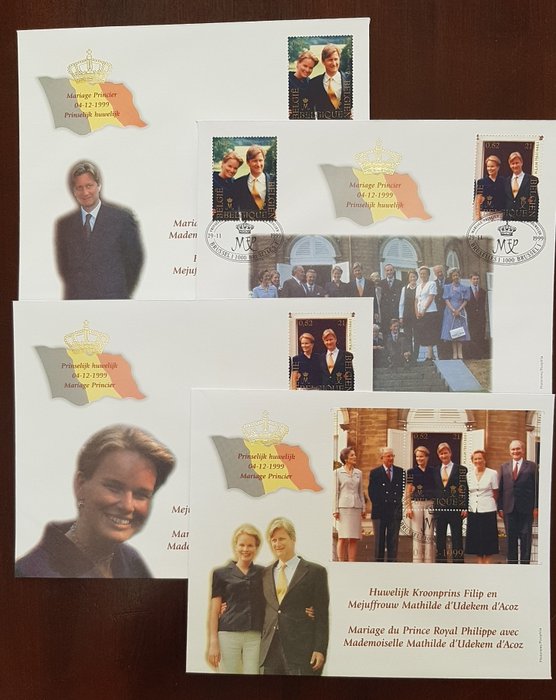 Belgien 1999 - Bryllup King Philippe 10 sæt af 4 FDC