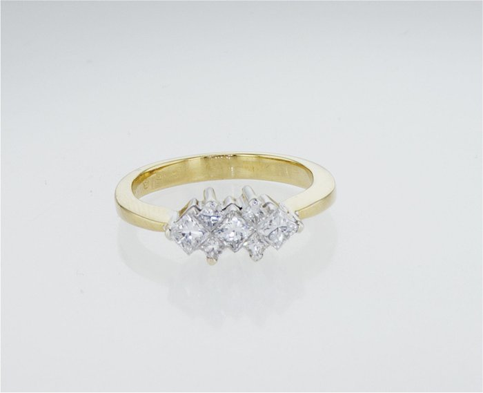 Ring - 14 karat Gulguld, Hvidguld -  0.75ct. tw. Diamant (Natur)  - zm