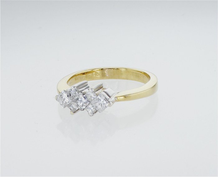 Ring - 14 karat Gulguld, Hvidguld -  0.75ct. tw. Diamant (Natur)  - zm