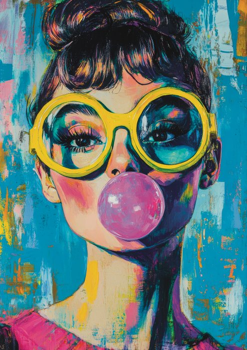 Andrea Di Martino ANDSAL 1991 - Audrey Hepburn Bubblegum Street Pop Art Limited Edition