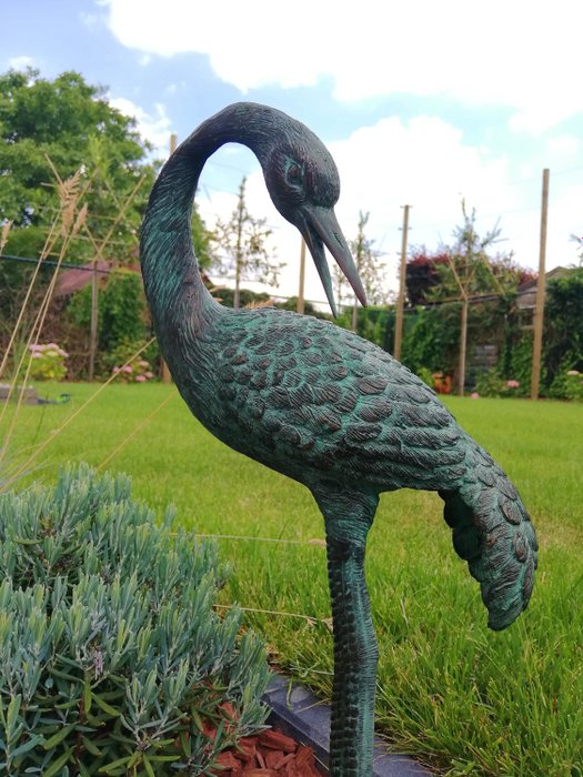 Statuette, Reiger - kraanvogel - 47 cm - Bronze