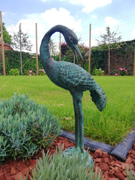 Statuette, Reiger - kraanvogel - 47 cm - Bronze