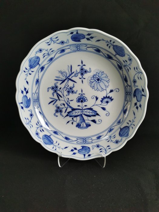 Meissen - articolo raro - Cipolla blu dipinto a mano -piatto fondo grande -1. Wahl  迈森瓷器 マイセン - Serveringstallerken - Porcelæn