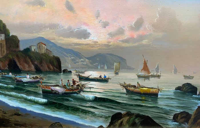 Mario Galanti (1923-1998) - Pescatori a Sorrento