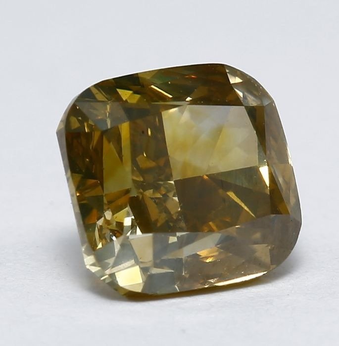 1 pcs Diamant  (Natur)  - 1.41 ct - Pude - SI1 - International Gemological Institute (IGI) - fancy grønlig gul