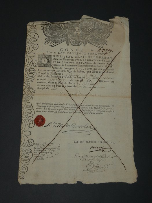 Louis-Jean-Marie de Bourbon - Pièce en partie autographe signée - 1784