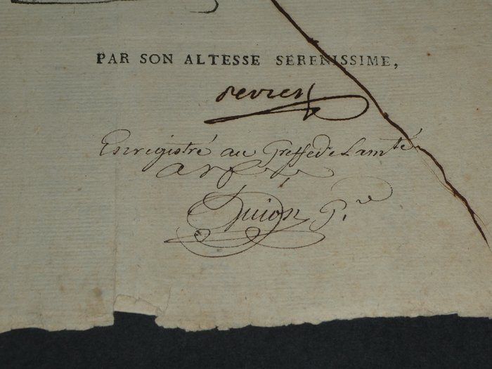 Louis-Jean-Marie de Bourbon - Pièce en partie autographe signée - 1784