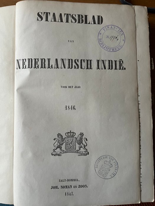 Ministerie van Financiën - Staatsblad van Nederlandsch Indië 1846-1859 Lijst Der Wetten en Besluiten - 1856-1859