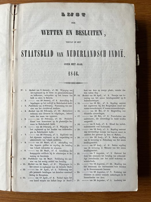 Ministerie van Financiën - Staatsblad van Nederlandsch Indië 1846-1859 Lijst Der Wetten en Besluiten - 1856-1859