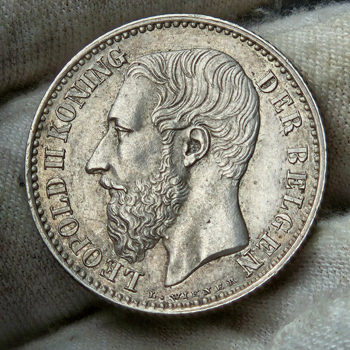 Belgien. Leopold II (1865-1909). 1 Franc 1887  (Ingen mindstepris)