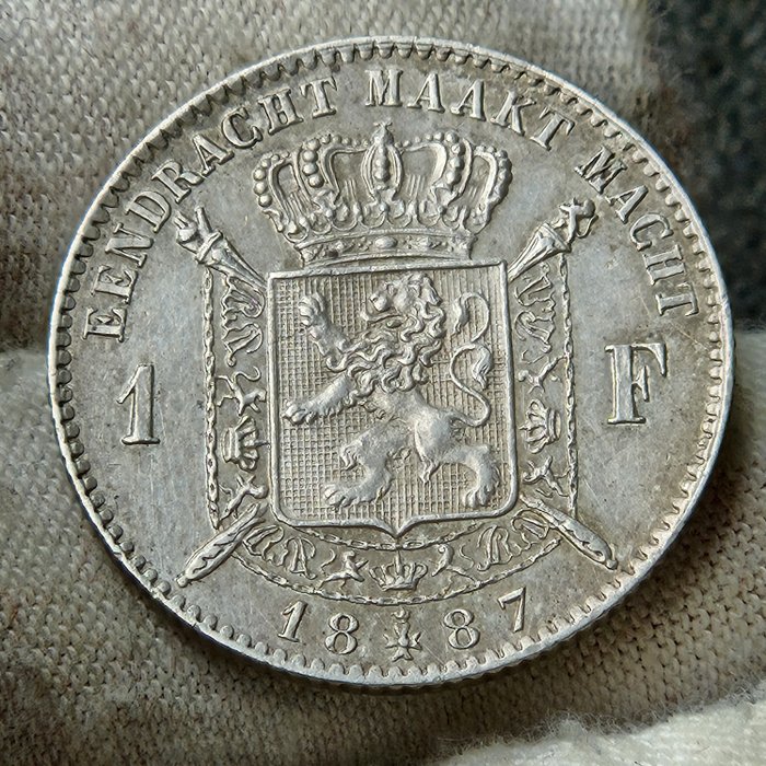 Belgien. Leopold II (1865-1909). 1 Franc 1887  (Ingen mindstepris)