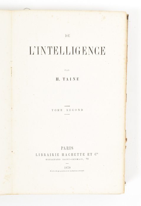 [Psychology] H Taine - De l'intelligence - 1870