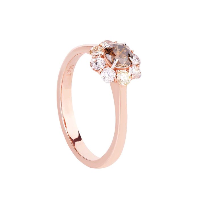 Ring - 14 karat Rosaguld -  106ct tw Diamant (Natur)