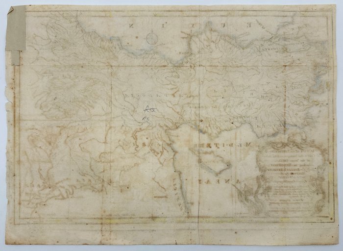 Tyrkiet - Lilleasien; Evert Boven after Jean Baptiste d'Anville - A Chart of the Expedition of Cyrus the Younger, and the Return of 10000 Greeks according to Xenophon - 1721-1750