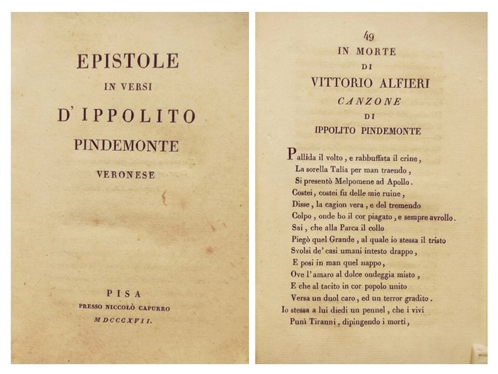 Pindemonte Ippolito Fantoni Giovanni Redi Francesco - Lot with 3 books of Tuscan Poetry - 1817-1824