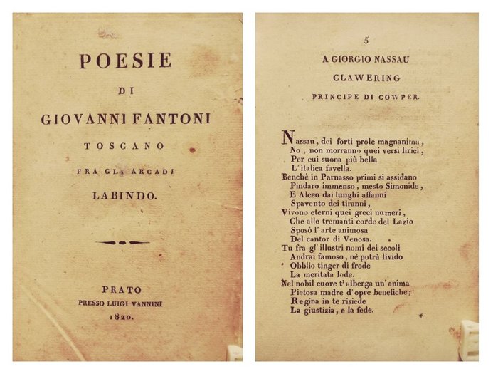 Pindemonte Ippolito Fantoni Giovanni Redi Francesco - Lot with 3 books of Tuscan Poetry - 1817-1824