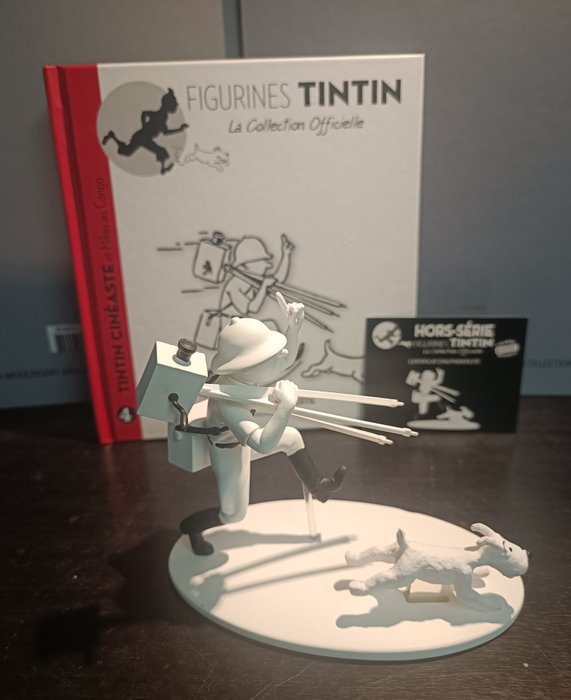 Tintin - figurines officielle hors serie noir et blanc Tintin cineaste avec cert et livres