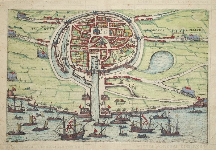 Holland - Middelburg; Aitzinger / Hogenberg - Die Belegerung von Middelburg - 1596