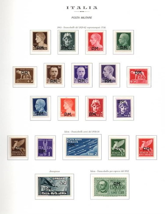 Italien Kongerige 1942/1943 - Krigspropaganda udstedt + ikke-udstedt + Militærpost i fremragende stand alle MNH - Sassone NN. 1/12 + 12A/12C + 1/20