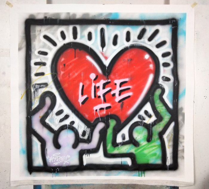 Hipo (1988) - Hipo X Keith Haring - Glorify life (Original artwork)