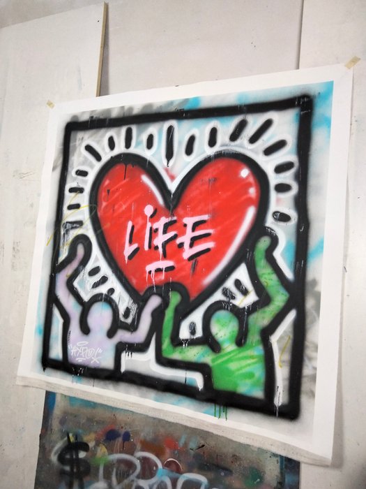 Hipo (1988) - Hipo X Keith Haring - Glorify life (Original artwork)