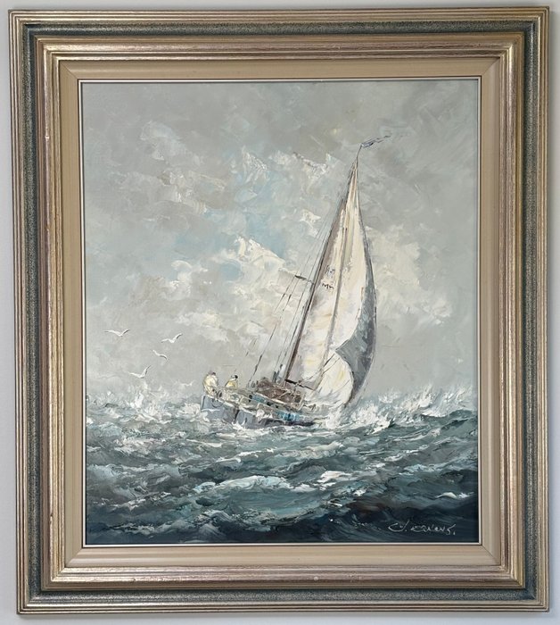 Gerard Johannes Ernens (1935-2020) - Zeilschip in volle zee