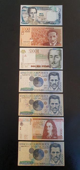 Colombia. - 27 banknotes - various dates  (Ingen mindstepris)