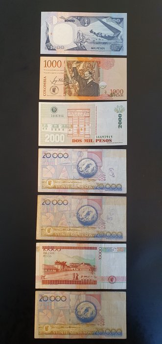 Colombia. - 27 banknotes - various dates  (Ingen mindstepris)