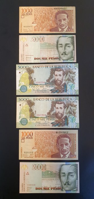 Colombia. - 27 banknotes - various dates  (Ingen mindstepris)