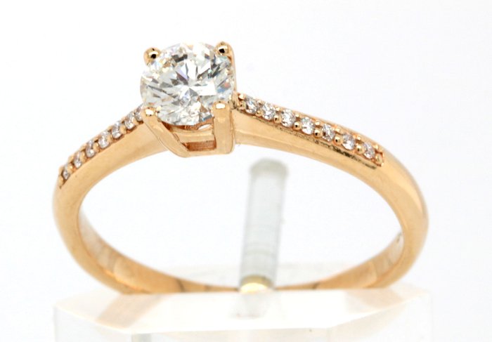 totaal 0.37ct - 14 karat Gulguld - Ring Diamant - Diamanter