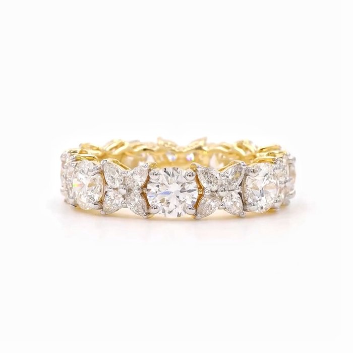 Ring - 14 karat Gulguld -  493ct tw Diamant (Laboratoriedyrket) - Diamant - Bryllups band