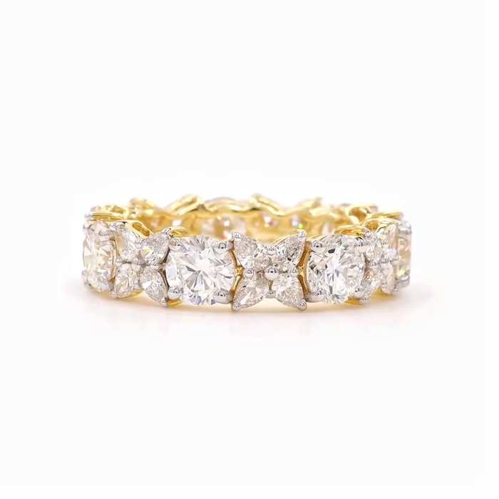 Ring - 14 karat Gulguld -  493ct tw Diamant (Laboratoriedyrket) - Diamant - Bryllups band