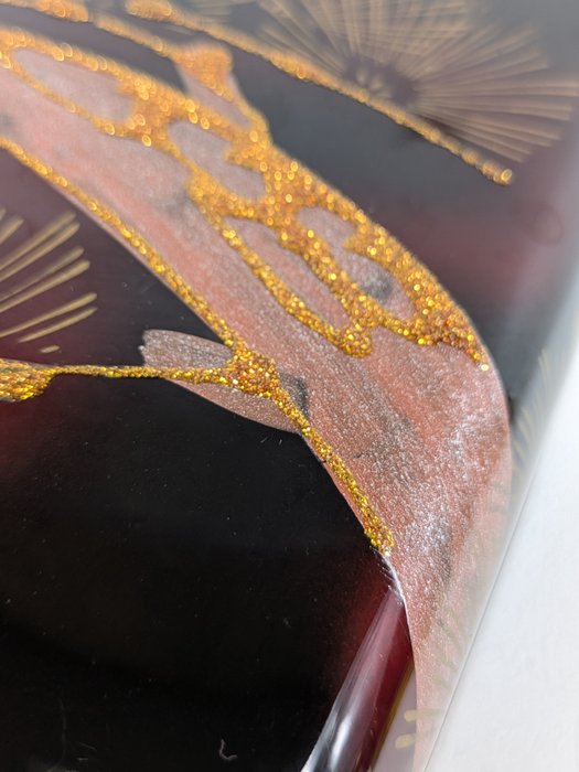 Yamanaka nuri - Pine with Gold leaf and Gold paste - Boks - Træ - Japansk　重箱　Lakvarer