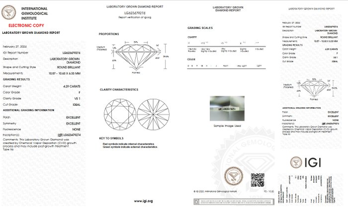 Ingen mindstepris - Ring - 14 karat Gulguld -  429ct tw Diamant (Laboratoriedyrket) - F VS1 IGI Gratis forsendelse